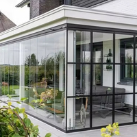 Pergola inclinée multifonctionnelle moderne en alliage d'aluminium avec verre trempé isolant, véranda en verre pour villa, utilisation extérieure toute saison