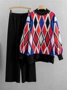 Trajes deportivos y de ocio para <span class=keywords><strong>mujer</strong></span>, <span class=keywords><strong>moda</strong></span> de otoño e <span class=keywords><strong>invierno</strong></span>, pantalones holgados de pierna ancha, conjunto de suéter de 2 piezas para <span class=keywords><strong>mujer</strong></span>, otoño <span class=keywords><strong>2023</strong></span> - Product Image 4