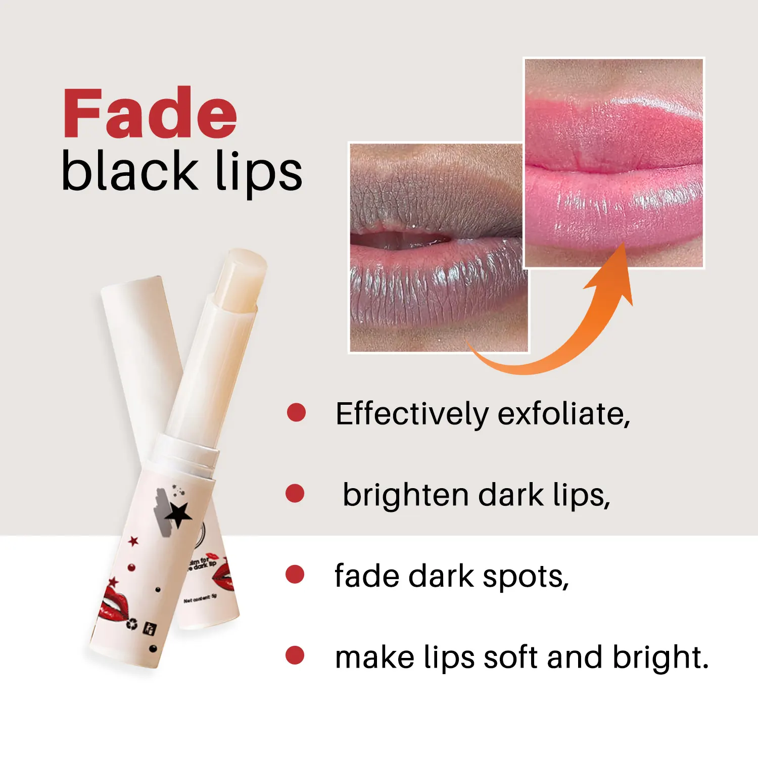 OEM ODM 5g doğal C vitamini dudak bakımı nemlendirici beyazlatıcı krem tamir siyah dudak kaldırma ruj dudak balsamı