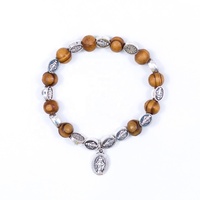 Bracelet religieux extensible élastique, charmes de saint, cadeau catholique pour hommes et femmes, chapelet de prière