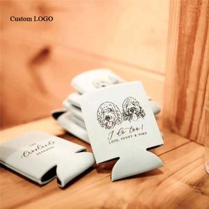 Custom Wedding Favor Can Coolers Personalized Holders Beer Huggers Favors - Product Image 1