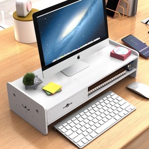 Laptop Monitor Riser Stand 2 Tier Desktop Organizer With <b>Drawer</b> For Office Desk <b>Storage</b> - Product Image 4