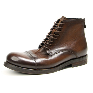 Bottes Martin pour homme en cuir véritable, bout rond, lavées à la main, effet vieilli, modèle 8826-1 marron - Product Image 1