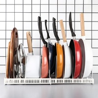 Étagère murale multifonctionnelle en métal grande capacité avec séparateurs réglables et couvercle amovible pour ranger casseroles et poêles