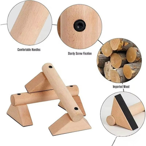 Barres parallèles en bois robustes et portables pour la maison – Équipement d'entraînement à la force de la résistance corporelle pour les pompes et les exercices de fitness - Product Image 3