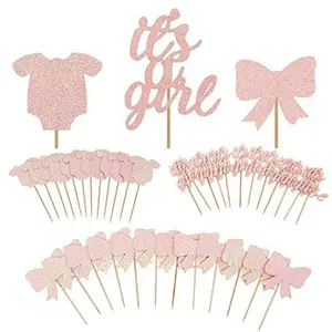 Pretty Tulle Robe Cupcake Toppers-rose et argent Sparkle-Girly Parti