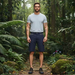 Shorts de travail style Bermuda pour homme, bleu foncé, avec poches cargo - Product Image 3