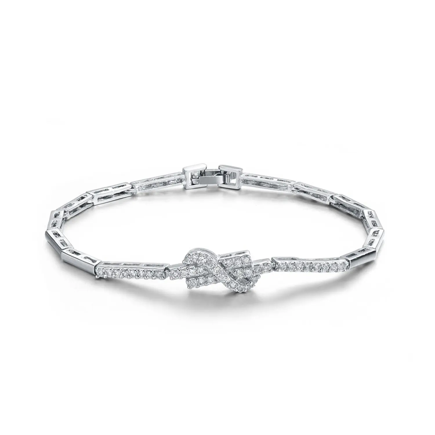 Factory Wholesale Silver Jewelry Bracelet Rhodium Plated 925 Sterling Silver Crystal  Zircon Luxury  Bracelets