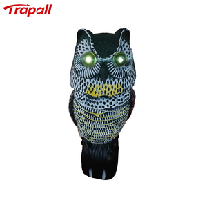 Tête mobile hibou leurre oiseau solaire dissuasion épouvantail avec yeux clignotants et son - Product Image 1