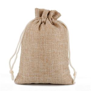 Sac en toile de jute naturelle durable avec cordon de serrage, petit sac cadeau de Noël personnalisé, vente en gros OEM en stock à prix abordable - Product Image 2