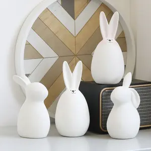 家の装飾北欧モダンホワイト装飾卸売ウサギの形セラミック磁器花瓶セラミック花瓶