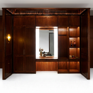 Armario Moderno con Detalles en Caoba, Espejo y Almacenamiento LED para Apartamento, Comedor, Sala de Estar, Dormitorio, Hogar y Hotel - Product Image 1