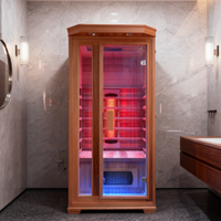Petite taille, sauna infrarouge intérieur pour une personne, bois de pruche et de cèdre rouge de luxe, avec panneau de commande 220V