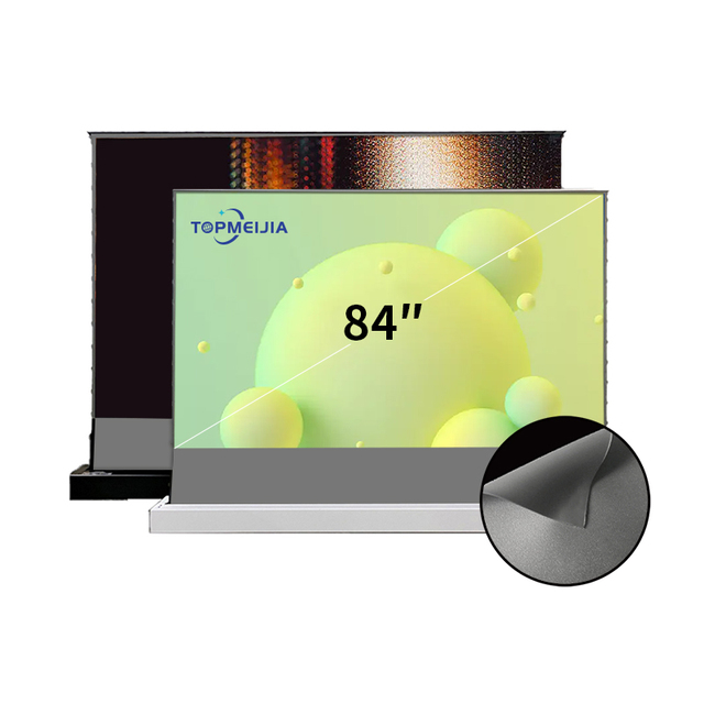 TOPMEIJIA 84 Inch Floor Rising ALR Grey Crystal Projector Screen UST Motorized for Short Throw Projector Laser 4k