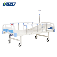 Lit d'hôpital manuel 1 manivelle, acier 1,0 mm, lit de soins réglable à une fonction avec matelas, table d'opération, support de perfusion, CE