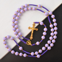 2025 nouveaux articles de bijoux religieux personnalisés catholique vierge marie chaîne chapelet 8mm 10mm perles de verre colliers