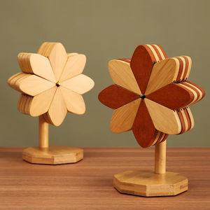 Taza de Bebida Personalizada al por Mayor, Taza de Té Hecha a Mano de Madera de Acacia y Nogal para Té, Café, Cerveza con Molino de Viento de Madera - Product Image 6