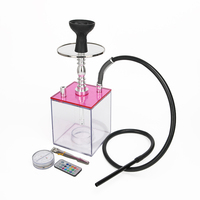 Chicha Cube LED Acrylique 5 Couleurs, Sheesha Nargile, Chicha Carrée sur Mesure, Ensembles de Narguilés, Vente en Gros
