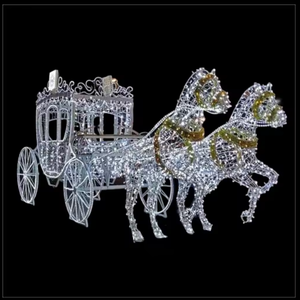 Decoración navideña impermeable para exteriores con luz LED de caballo con carroza. - Product Image 6