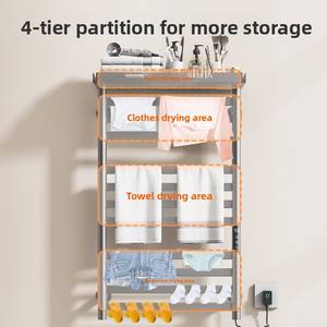 Porte-serviettes électrique intelligent chauffant pour salle de bain, barre chauffante électrique pour serviettes avec séchage à température constante, en fibre de carbone - Product Image 2