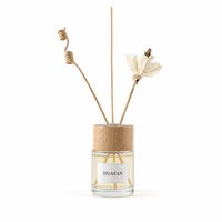Bouteille diffuseur en verre transparent 50 ml, best-seller, vide, pour bâtonnets en rotin, avec impression sérigraphique personnalisée et marquage à chaud