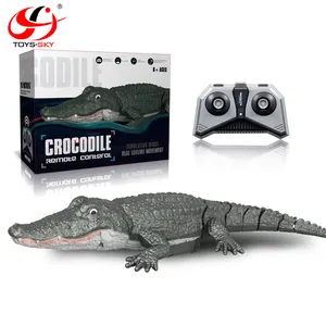 4 Channel 2.4GHz Waterproof High Simulation Crocodile Boat Toys for Lakes and Pool Remote Control Boat RC Animal for Kids