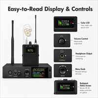 Système de monitoring intra-auriculaire stéréo EM1100-5R pour les performances sur scène, en studio