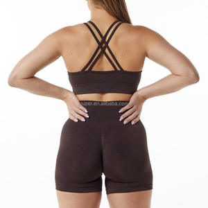 Vente en gros, ensemble complet d'équipement de yoga pour entraînement, soutien-gorge et short avec logo personnalisé, ensemble de yoga pour femmes - Product Image 3