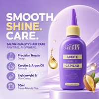 FLOWER SECRET Minyak Rambut Keratin Argan Profesional 50ml Pengontrol Keriting Kilau Ekstrem OEM Agen Label Pribadi Dicari