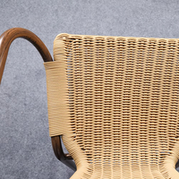 Cour cadre en bois osier acier maison rotin bambou bras chaise de salle à manger rotin métal empilable