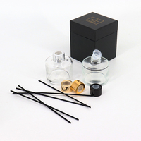 Bouteille diffuseur en verre de luxe vide avec bouchon doré pour huiles aromatiques, 50 ml, 100 ml, 150 ml, 200 ml, vente en gros