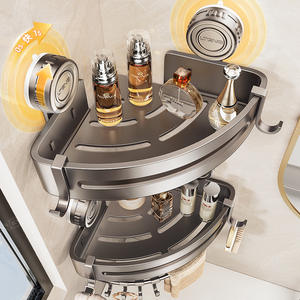 Estante de esquina para baño Blue Vine, triangular, de una sola capa, duradero, montado en la pared, para lavabo, ducha, inodoro. - Product Image 5