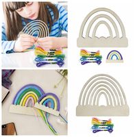 Pendentifs et étiquettes en bois découpés au laser, sculptures creuses, forme étoile créative, taille et logo personnalisables, macramé arc-en-ciel