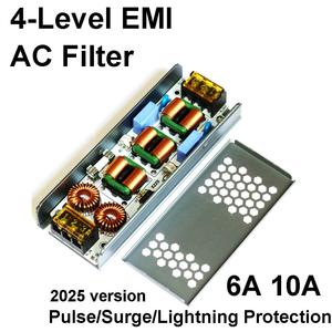 Filtre EMI CA 6A 10A 110V 220V, Suppresseur de surtension et protection contre les éclairs à 4 étapes, Purificateur de courant pour amplificateur audio et protection EMC - Product Image 1