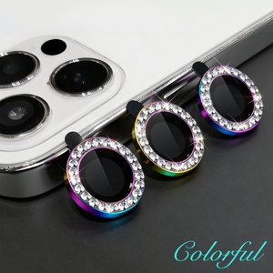 Film de protection d'objectif de caméra Diamond Eagle Eye, 15 couleurs, anneau métallique en strass, verre trempé pour téléphones - Product Image 3