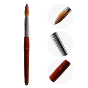 Pinceau à ongles en acrylique Kolinsky Sable 20%-100% Taille 14-24, virole ronde, manche en bois rouge pour le soin des ongles - Product Image 3