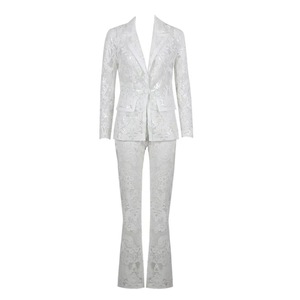 Completo <span class=keywords><strong>Bianco</strong></span> in <span class=keywords><strong>Pizzo</strong></span> SR2248 per Signore, <span class=keywords><strong>Tailleur</strong></span> Due Pezzi Professionale, Abbigliamento Elegante da Ufficio per Donne - Product Image 5