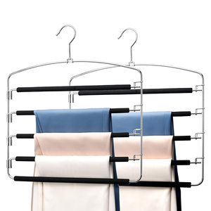 Vente en gros de cintres multifonctionnels en métal culbuteur rembourré <span class=keywords><strong>à</strong></span> 5 couches pour placard organiser un porte-vêtements peu encombrant avec écharpe et pantalon - Product Image 1
