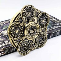 Dés polyédriques rotatifs 7 en 1 en alliage de zinc bronze antique, gravés en relief, écologiques, pour DND RPG Tabletop