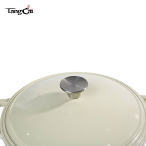 <span class=keywords><strong>Cocotte</strong></span> <span class=keywords><strong>en</strong></span> <span class=keywords><strong>fonte</strong></span> émaillée blanche crème de 10 pouces (5QT) avec revêtement antiadhésif, certifiée CE, compatible four, <span class=keywords><strong>gaz</strong></span> et induction - Product Image 4