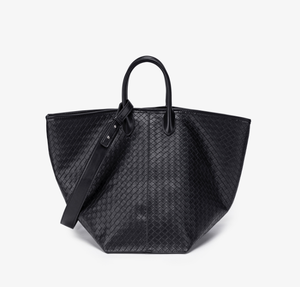 Nuova Borsa a Secchiello Grande da Donna di Lusso Nera in PU con Design Geometrico, Tracolla e Bottone, 1-1.9L, Tendenza Estiva 2026 - Product Image 1