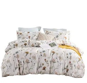 King Size 600 Thread Count 100% Cotton Custom Pattern 3Pcs Down Alternative Comforter Cover Set Bedding Set