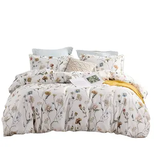 Ensemble de literie, taille King, 600 fils, 100% coton, motif personnalisé, housse de couette Alternative en duvet, 3 pièces