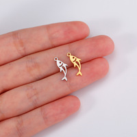 Charmes mignons en forme de baleine, de poisson et de dauphin pour colliers, bracelets, boucles d'oreilles, bricolage, plaqué or 18 carats, acier inoxydable, cadeau de mariage