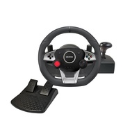 Volant de jeu vidéo de course multiplateforme OEM/ODM 7 en 1 avec moteur à vibrations, rotation à 270°, connexion filaire, design ergonomique