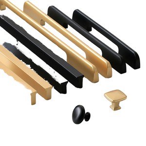 Furniture Hardware Kitchen Cabinet Cupboard Dresser Wardrobe Drawer <strong>Door</strong> Gold Black Modern Pull Handles - Product Image 2