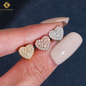 New Arrivals Fashion Style Pass Diamond Tester Screw <b>Back</b> Iced Out Man Round VVS1 Moissanite Diamond Hip Hop Heart Shape <b>Earring</b> - Product Image 4