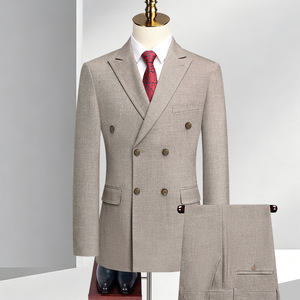 Completo da Uomo Autunnale Nuovo Stile, Doppiopetto Bicolore, Versione Coreana, Colletto a Revers, Slim Fit, Completo da Lavoro 2 Pezzi - Product Image 1