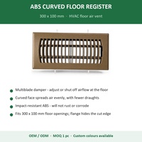 Grille de ventilation en plastique ABS courbée pour système de climatisation, 300x100mm