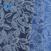 Tissu Denim Jacquard Chenille Tendance Motif Vigne Rose en Relief Pelucheux Bicolore pour Manteau Jupe Pantalon Femme Vente Directe Usine MOQ